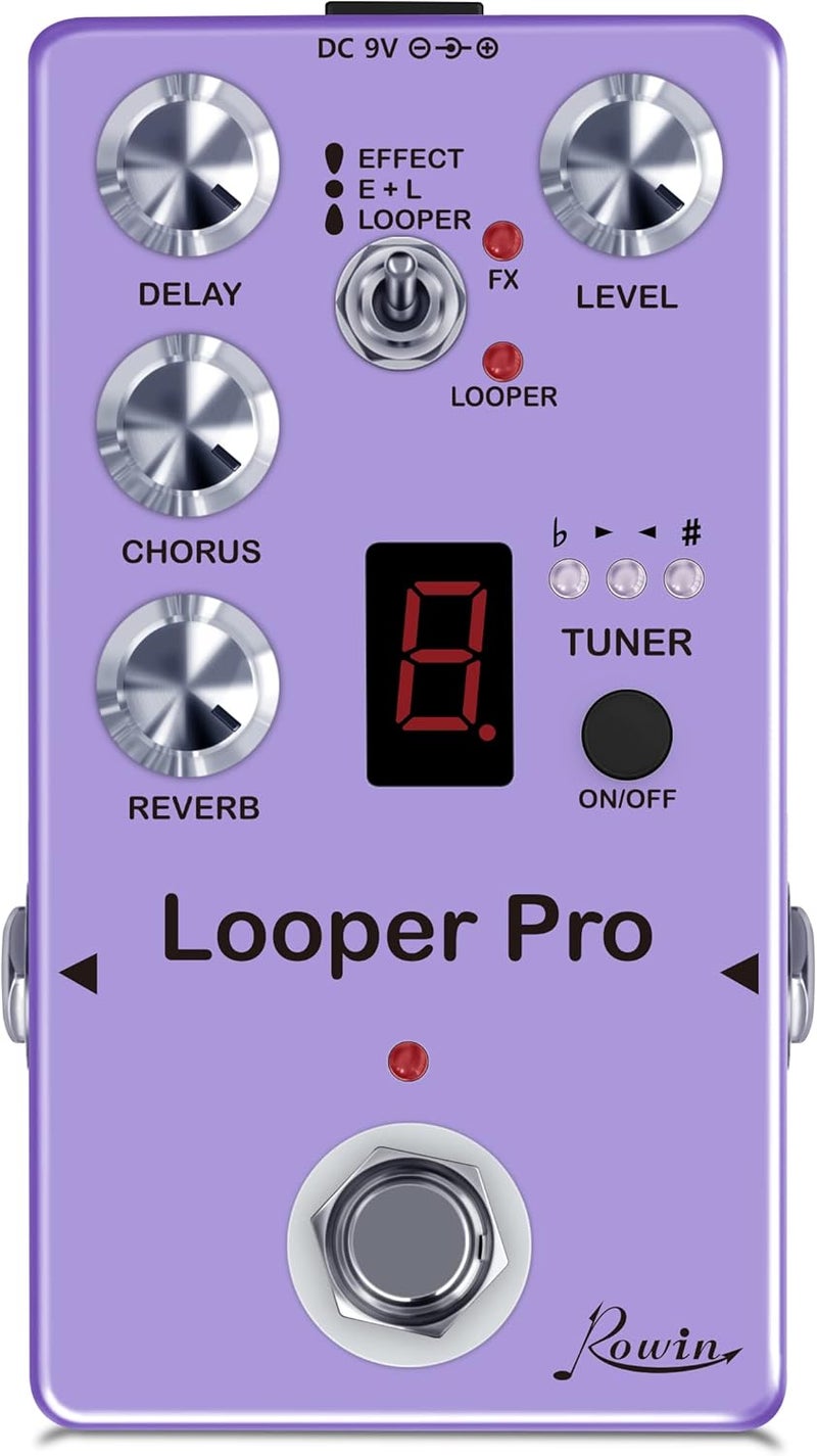 Rowin RE-05 Looper Pro Guitar Multi-Effect Pedals With Looper Delay Chorus Reverb And Tuner On one Pedal True Bypass - Image 1