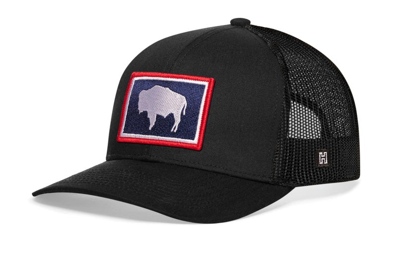 HAKA Wyoming Hat – Wyoming Flag Trucker Hat WY Baseball Cap Snapback Golf Hat (Black) - Image 2