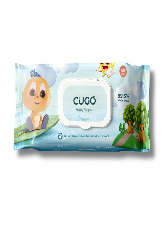 Cugo Baby Wipes, Gentle on Sensitive Skin, Plant-Based Fabric, 99.5% Water-Based, Natural Australian Kakadu Plum Infused, Dermatologically Tested, Newborn Safe, Biodegradable | Pack of 1 - Image 1
