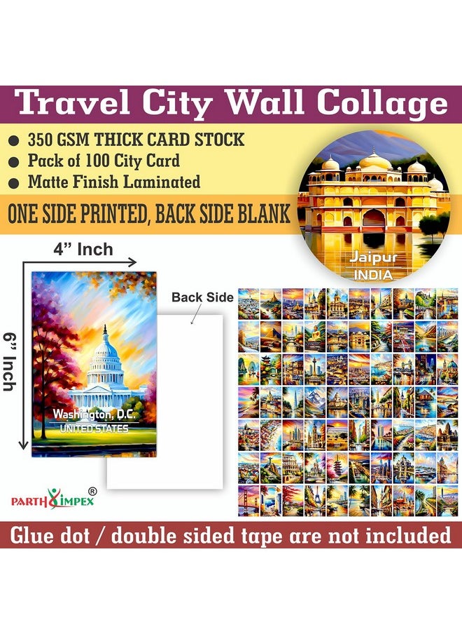 PARTH IMPEX 100Pcs Vintage Travel Postcards - World Travel Wall Art Prints, Retro Popular Cities Posters Collage Kit, Trendy City Landscape Aesthetic Pictures for Teen Dorm Bedroom Room Decor - 4" x 6" Photo  - Image 2