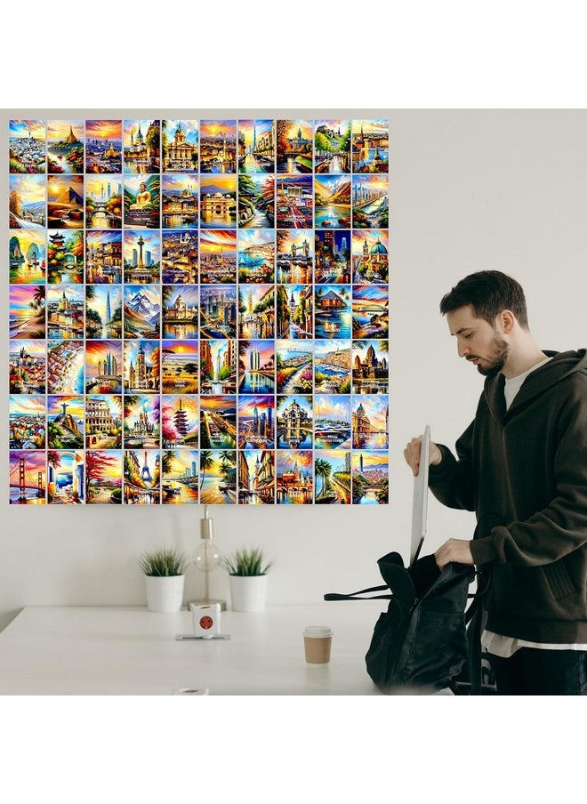 PARTH IMPEX 100Pcs Vintage Travel Postcards - World Travel Wall Art Prints, Retro Popular Cities Posters Collage Kit, Trendy City Landscape Aesthetic Pictures for Teen Dorm Bedroom Room Decor - 4" x 6" Photo  - Image 3