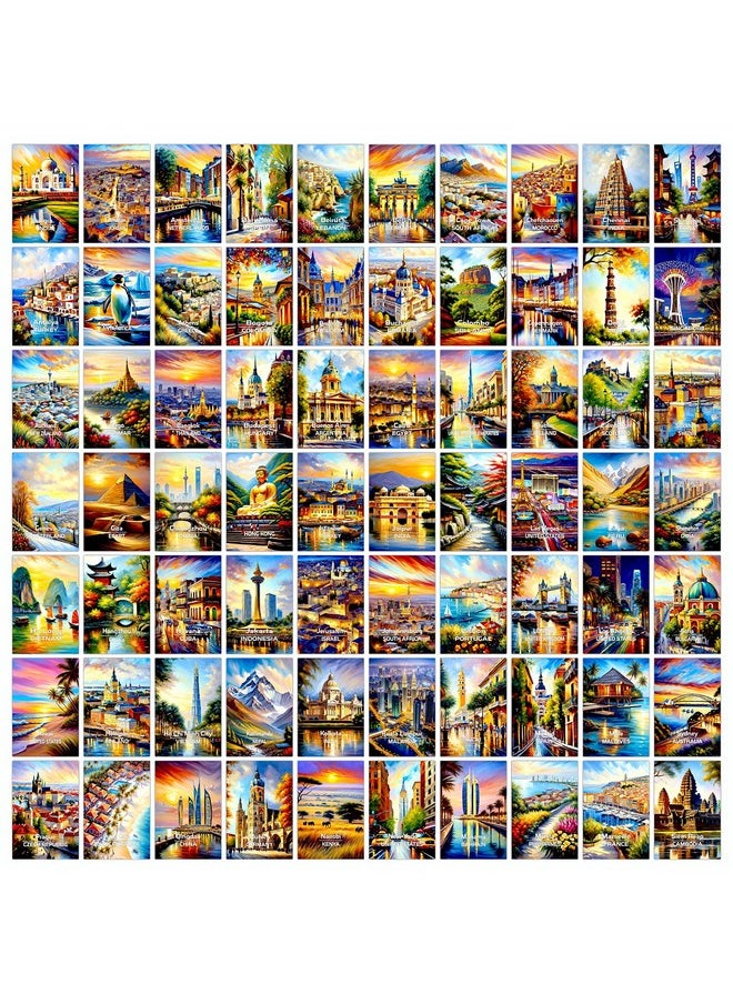 PARTH IMPEX 100Pcs Vintage Travel Postcards - World Travel Wall Art Prints, Retro Popular Cities Posters Collage Kit, Trendy City Landscape Aesthetic Pictures for Teen Dorm Bedroom Room Decor - 4" x 6" Photo  - Image 1