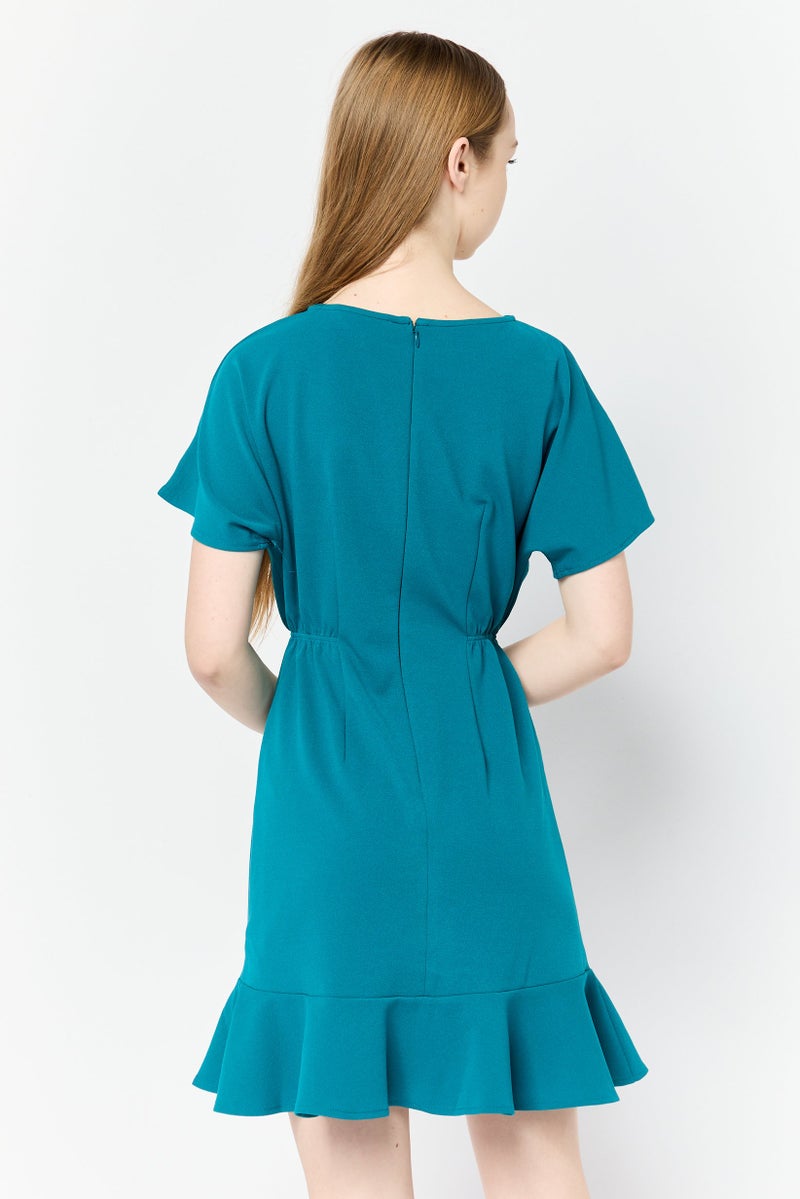 Donna Morgan Women Ruched Fit And Flare Dress, Green - Image 3