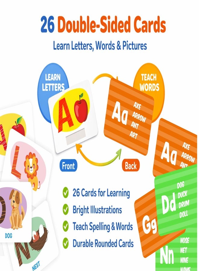 TOY FUN Magical Water Flashcards for Kids, A to Z Alphabet Learning, Reusable Two Sided, Spelling Practice, for 3-5 Year Old Kids. - Image 2