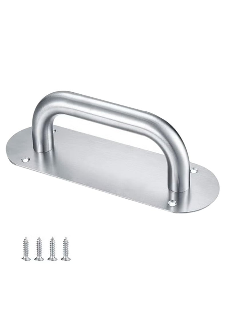 Door Handles,Pull Push Door Handles with Back Plate,Sliding Silver Handle Set for Gate Cabinet Cupboard Barn Shed Toilet Door,Heavy Duty Pull Handles Hardware - Image 1
