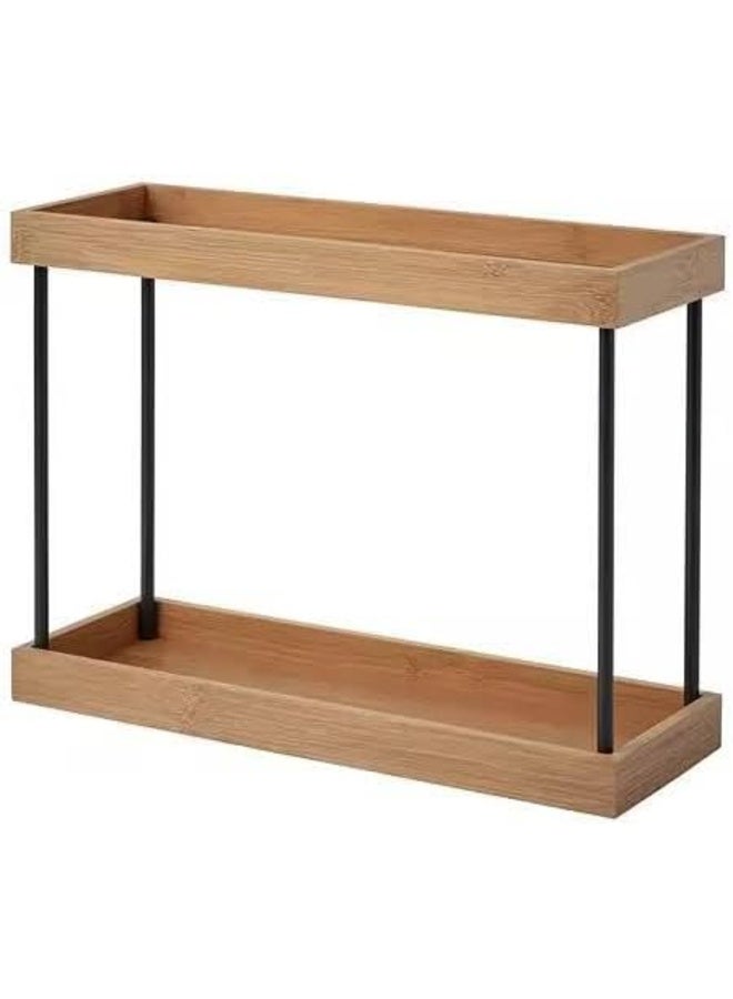2-Tier Wooden Organizer with Metal Frame – Water-Treated Shelf for Bathroom & Vanity AM - Image 3