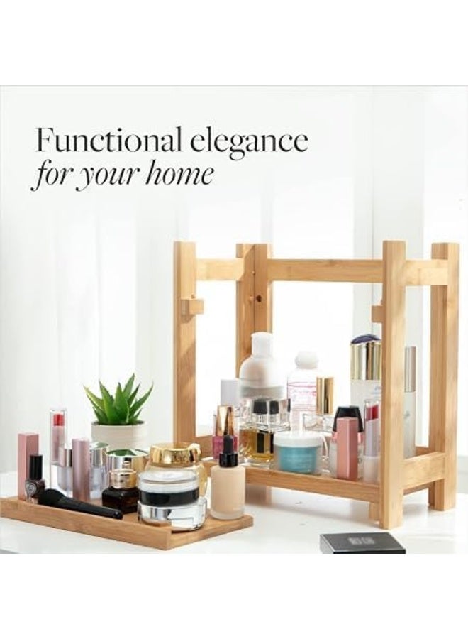 2-Tier Wooden Organizer with Metal Frame – Water-Treated Shelf for Bathroom & Vanity AM - Image 2