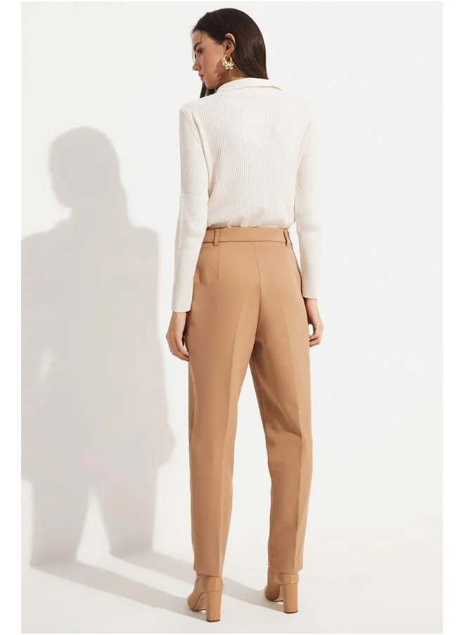 جون June Straight Fit Woven Trouser Beige