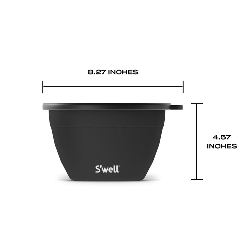 S'well Sâ€™well Stainless Steel 64oz Salad Bowl Kit in Onyx, Comes with 2oz Condiment Container and Removable Tray for Organized Serving, Leak-Proof and Dishwasher Safe - Image 4