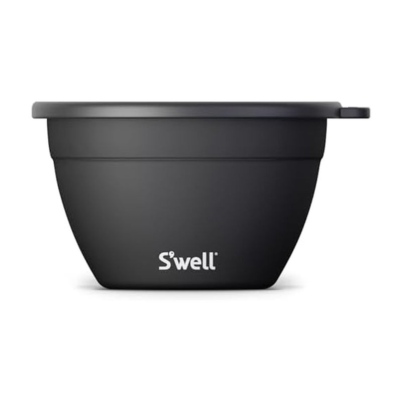S'well Sâ€™well Stainless Steel 64oz Salad Bowl Kit in Onyx, Comes with 2oz Condiment Container and Removable Tray for Organized Serving, Leak-Proof and Dishwasher Safe - Image 1
