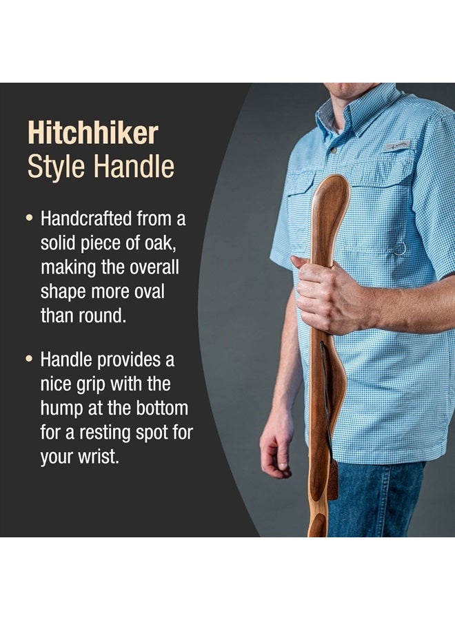 Brazos Handcrafted Wood Walking Stick, Twisted Oak, Hitchhiker Style Handle, for Men & Women, Made in the USA, Red, 58" - Image 4