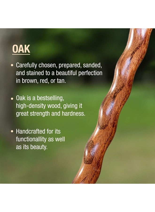 Brazos Handcrafted Wood Walking Stick, Twisted Oak, Hitchhiker Style Handle, for Men & Women, Made in the USA, Red, 58" - Image 3
