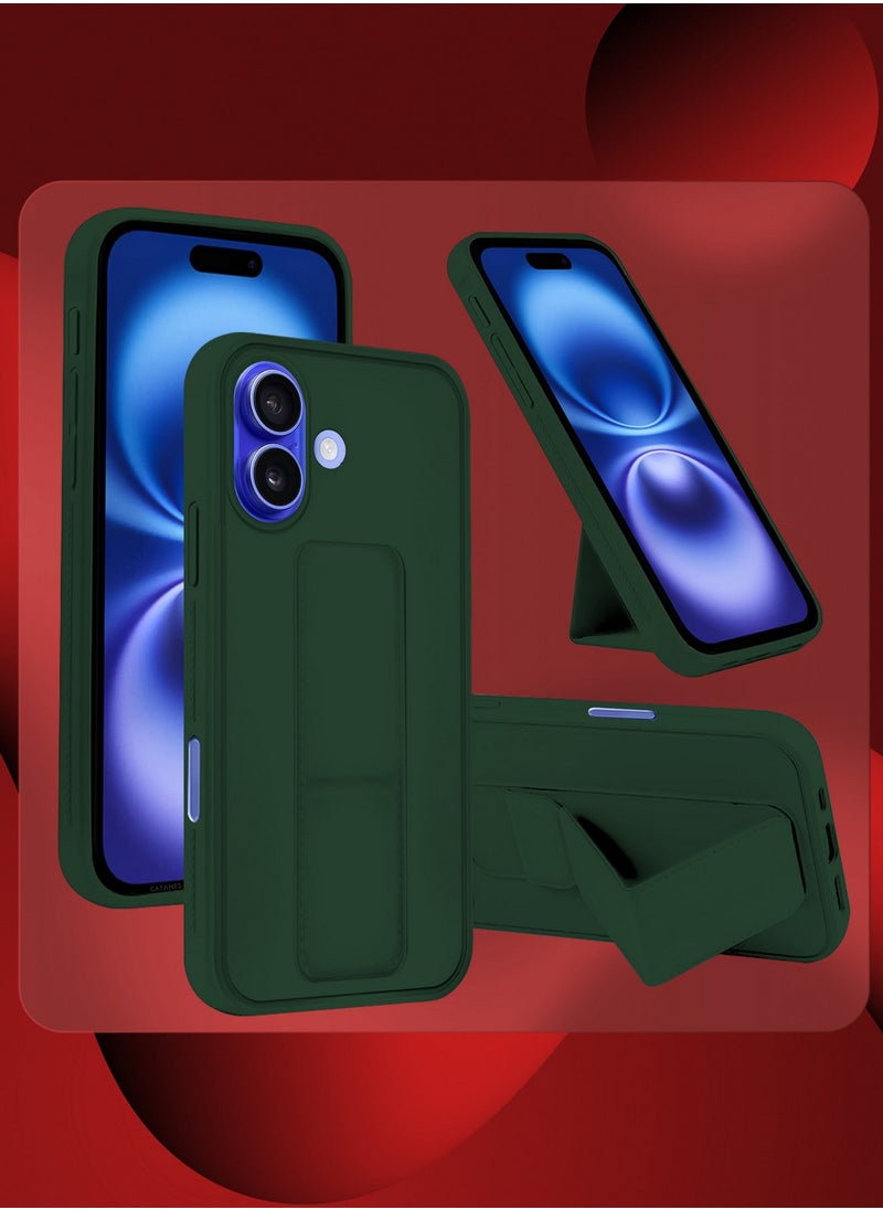 CATANES - ( for iPhone 16 ) 2 Pack, Case and Screen Protector Premium PU Leather Case with Stand Function Shockproof and Anti Scratch Finger Grip Case Cover /  Green - Image 1
