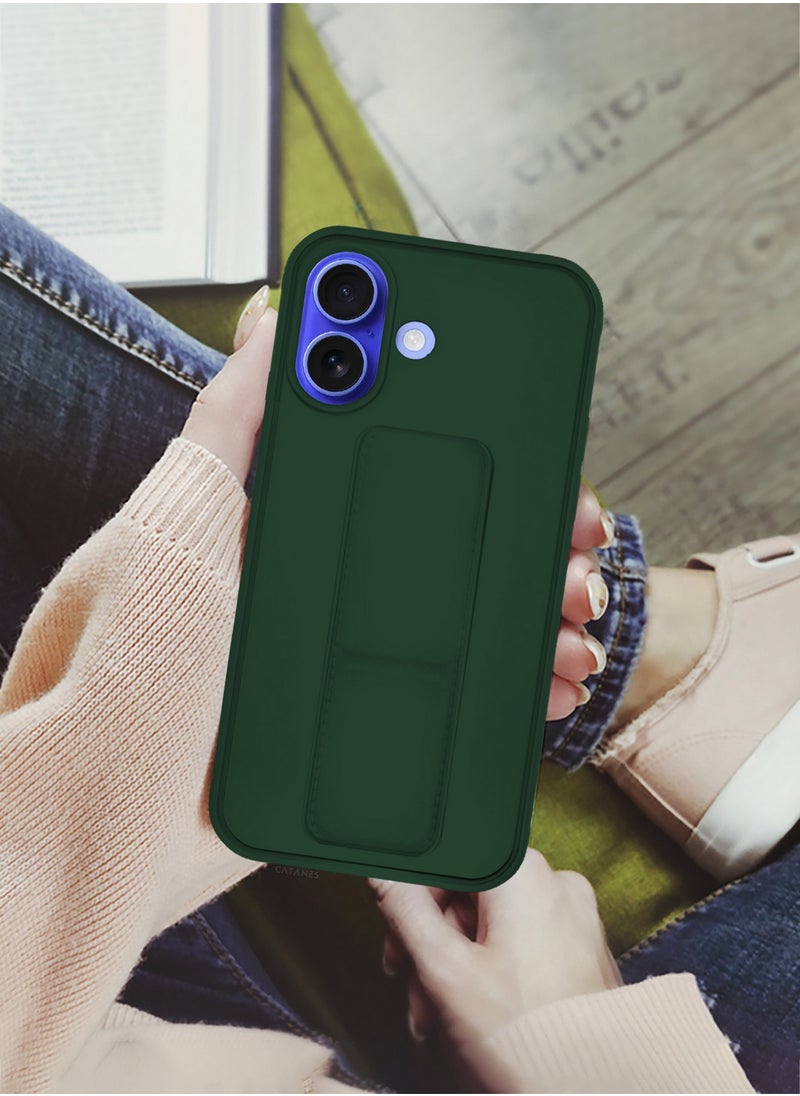 CATANES - ( for iPhone 16 ) 2 Pack, Case and Screen Protector Premium PU Leather Case with Stand Function Shockproof and Anti Scratch Finger Grip Case Cover /  Green - Image 1