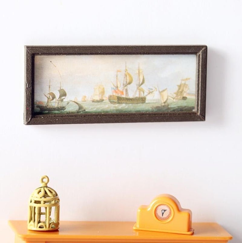 EatingBiting Elegant 112 Miniature Wooden Antique Photo Frame Sailboats Mural Wall for minihouse Furniture Landscape Handcraft Scale Painting Picture Photo for Decoration Gift - Image 3