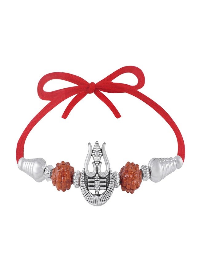 Okos Rhodium Plated Rakshadbandhan Rakhi Combo of 3 Religious Lord Shiva, Trishul and Mahakaal Rakhi Bracelet For Dearest Bhai/Bhaiya/Brother CO1000485RHD - Image 2