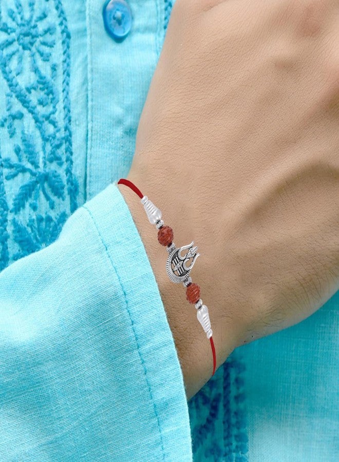 Okos Rhodium Plated Rakshadbandhan Rakhi Combo of 3 Religious Lord Shiva, Trishul and Mahakaal Rakhi Bracelet For Dearest Bhai/Bhaiya/Brother CO1000485RHD - Image 5