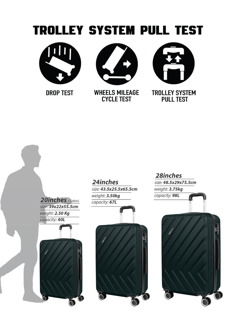 PARAJOHN Chevron 24-Inch Medium Checked-In Luggage – 20 kg Lightweight ABS Hard Case Trolley Bag with 4 Spinner Wheels & Lock, Army Green - Image 5