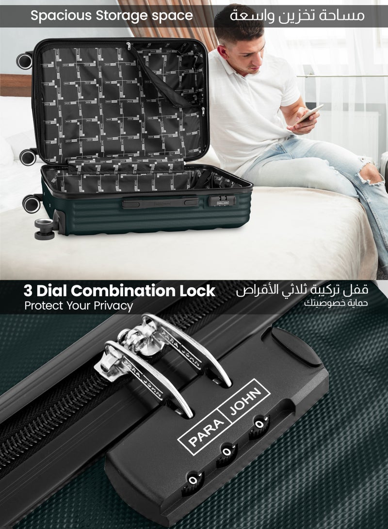 PARAJOHN Chevron 24-Inch Medium Checked-In Luggage – 20 kg Lightweight ABS Hard Case Trolley Bag with 4 Spinner Wheels & Lock, Army Green - Image 4