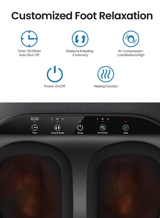 RENPHO Foot Massager Machine with Heat Shiatsu Deep Kneading, Delivers Relief for Tired Muscles and Plantar Fasciitis, Fits Feet Up to Men Size 12(Black) - Image 4