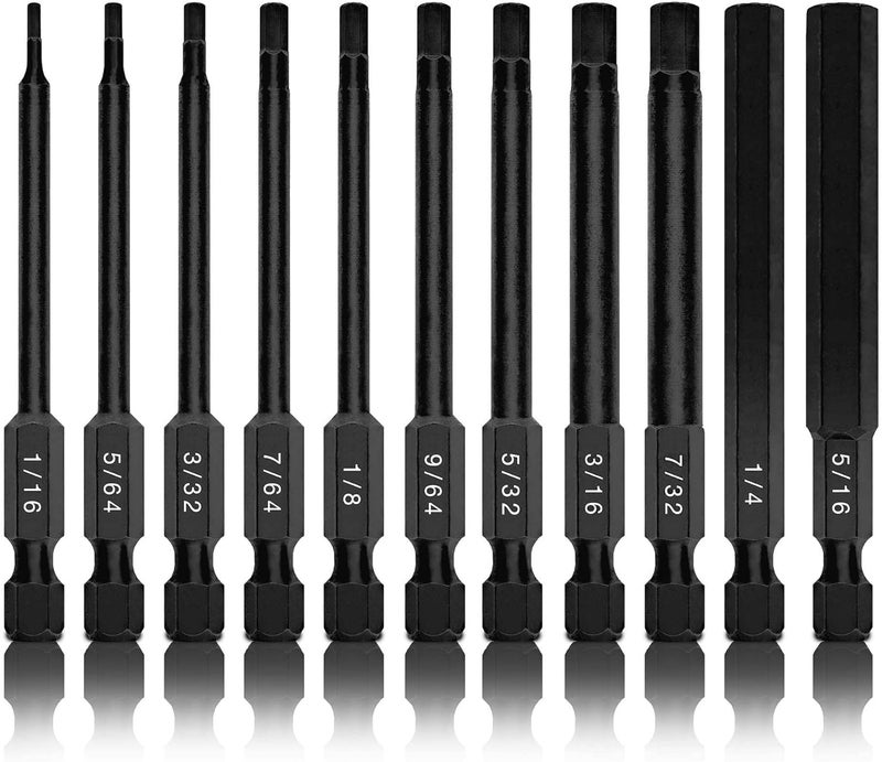 Neiko 01147A Allen Wrench Drill Bits, 11-Piece Hex Drill Bit Set, SAE Sizes 1/16" to 5/16", Magnetic Hex Head Bits, 3" Quick Release Shanks, S2 Steel, Compatible with Power Drills and Impact Drivers - Image 1