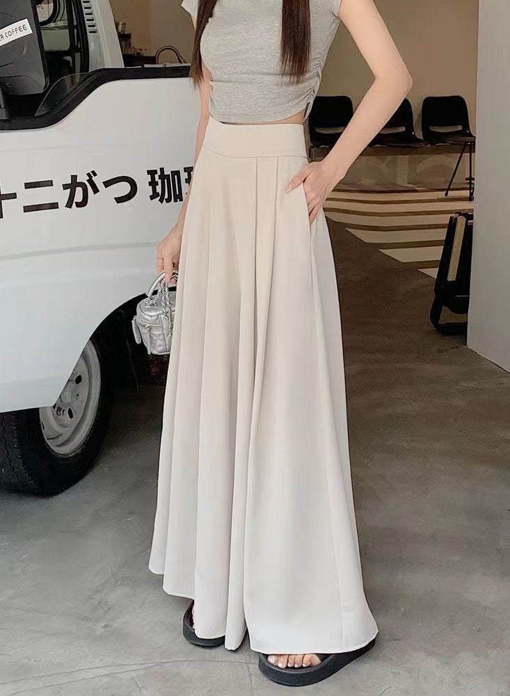 women casual full-length loose pants high waist casual full length pants fashion versatile slim fit wide leg pant - Image 1