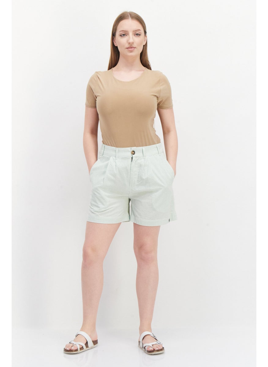 rvca - Women Stripe Basic Short, Mint Green - Image 1