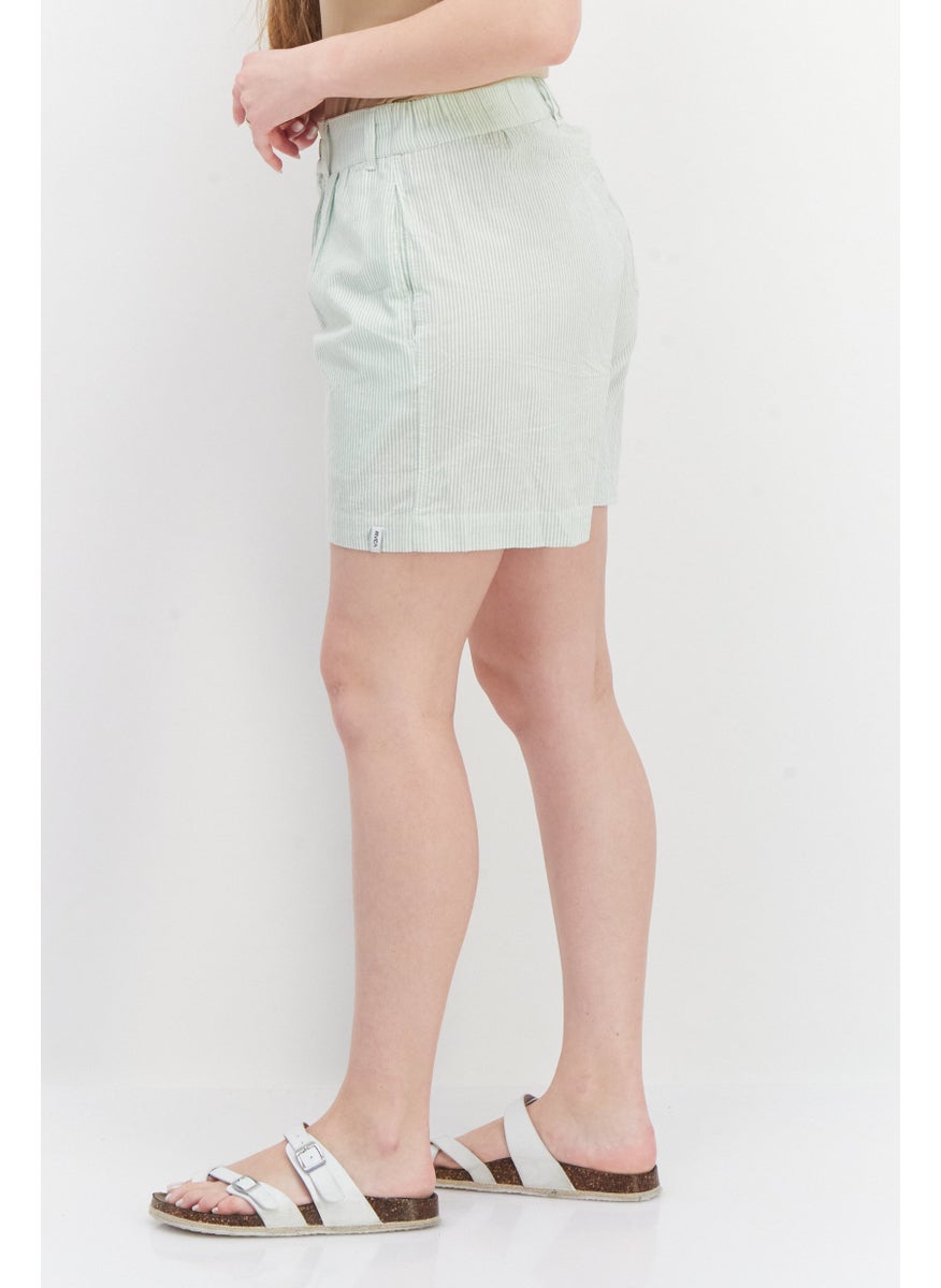 rvca - Women Stripe Basic Short, Mint Green - Image 1