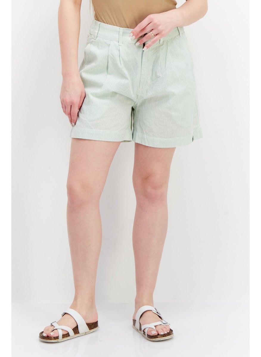 rvca - Women Stripe Basic Short, Mint Green - Image 1