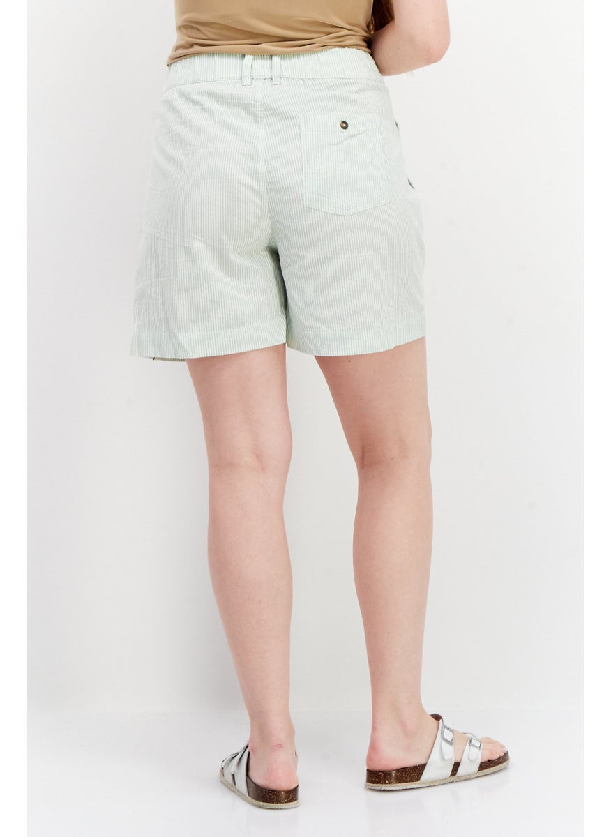 rvca - Women Stripe Basic Short, Mint Green - Image 1