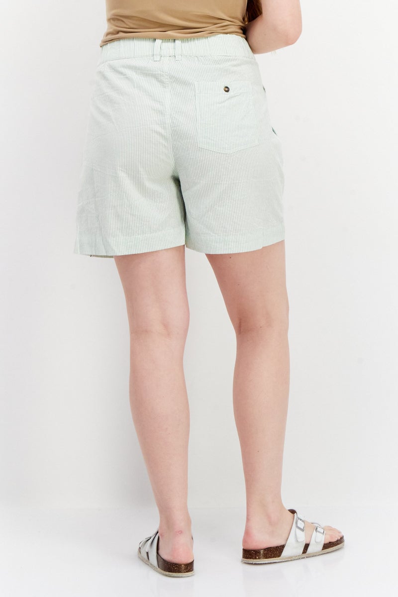 rvca Women Stripe Basic Shorts, Mint Green - Image 4