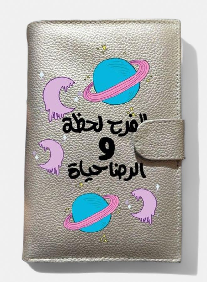محفظة جلدية نسائية - جلد صناعي - فضي - طباعة على جانب واحد - Image 1