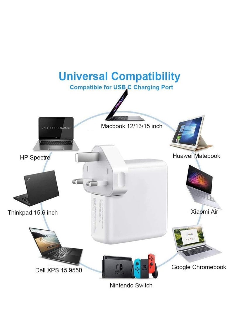 96W USB-C Fast Charger Replacement Type C Power Adapter Compatible With MacBook Pro 16/15/14/13'', for MacBook Air, MacBook 12'', Included USB C to C Cable (6.57ft/2m)