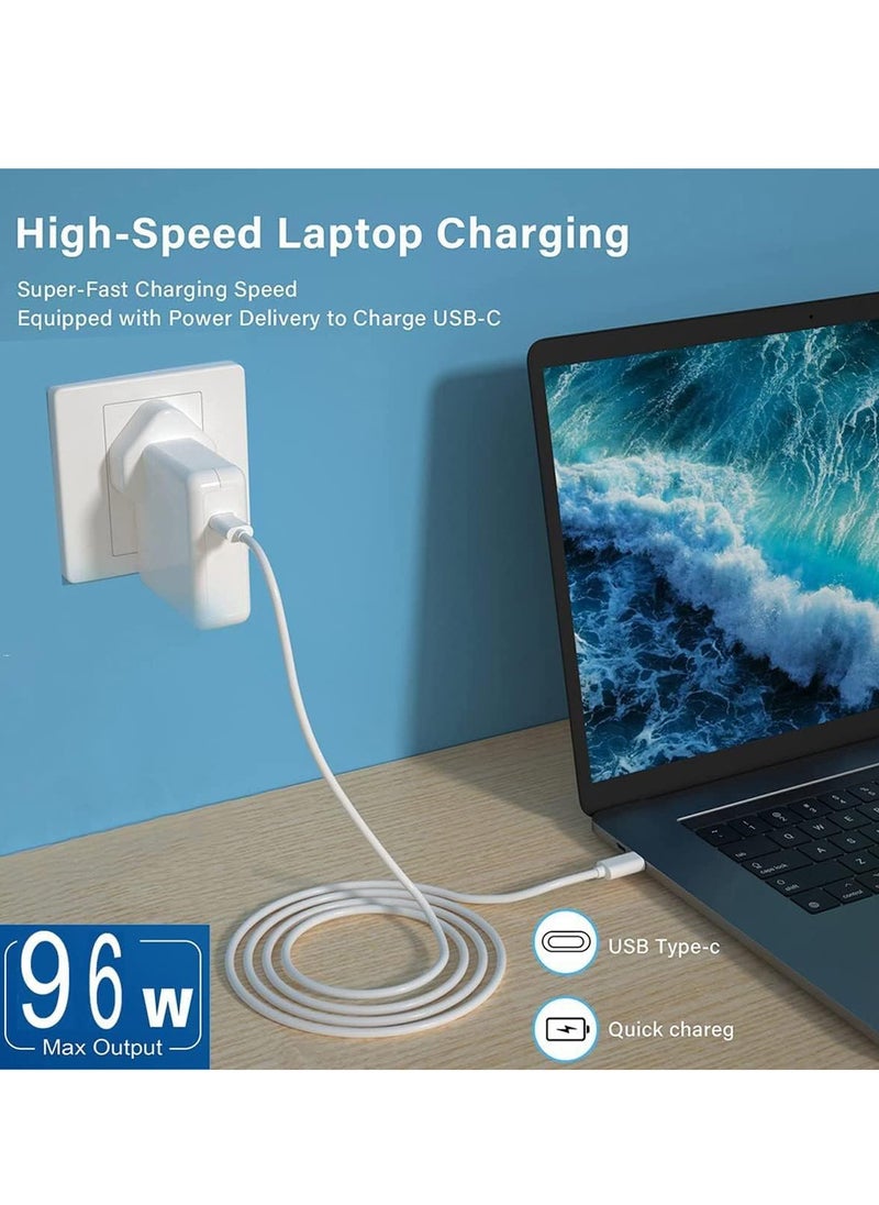 96W USB-C Fast Charger Replacement Type C Power Adapter Compatible With MacBook Pro 16/15/14/13'', for MacBook Air, MacBook 12'', Included USB C to C Cable (6.57ft/2m)
