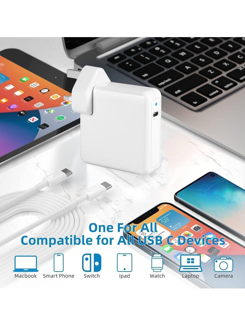 96W USB-C Fast Charger Replacement Type C Power Adapter Compatible With MacBook Pro 16/15/14/13'', for MacBook Air, MacBook 12'', Included USB C to C Cable (6.57ft/2m)