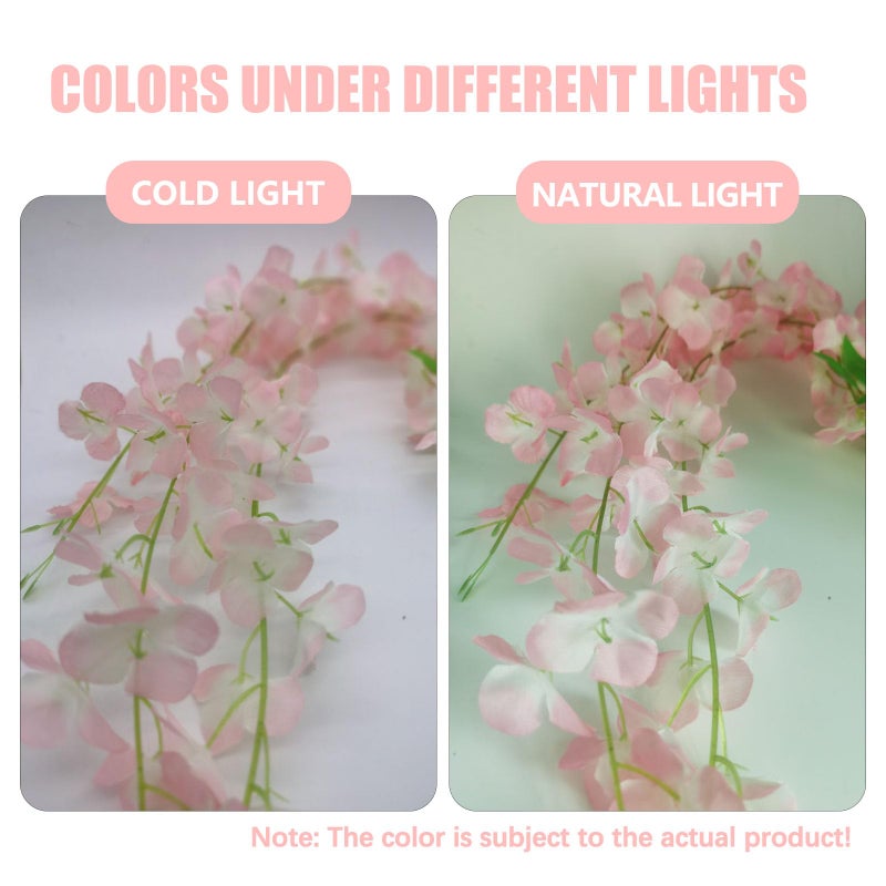 ZEBMOON 24 Pack Light Pink Wisteria Hanging Flowers, 3.4 Ft Fake Hanging Flowers, Artificial Wisteria Garland Vines for Wedding Room Backdrop Outdoor Patio Garden Decoration - Image 4
