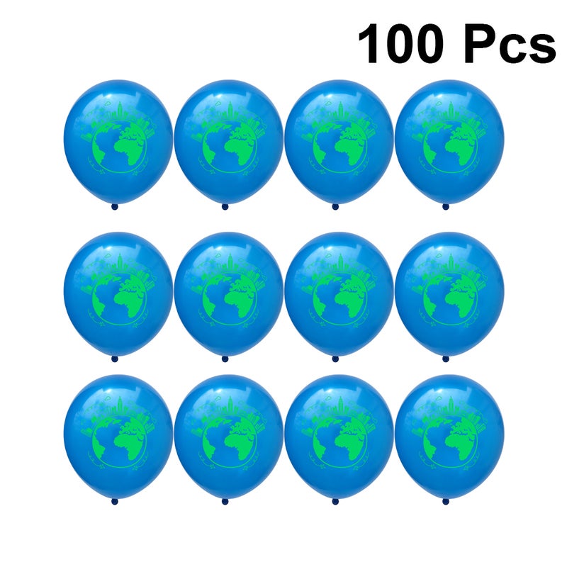 📦 100 بالون لافت للانتباه 12 إنش خريطة العالم كرات لاتكس للإحتفالات الزرقاء - Image 1
