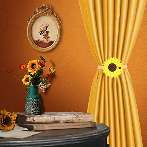EleCharm 1 Pair Sunflower Curtain Magnetic Tiebacks Non-Woven Fabric Countryside Rural Style Curtain Tie Holdbacks Accessories - Image 4