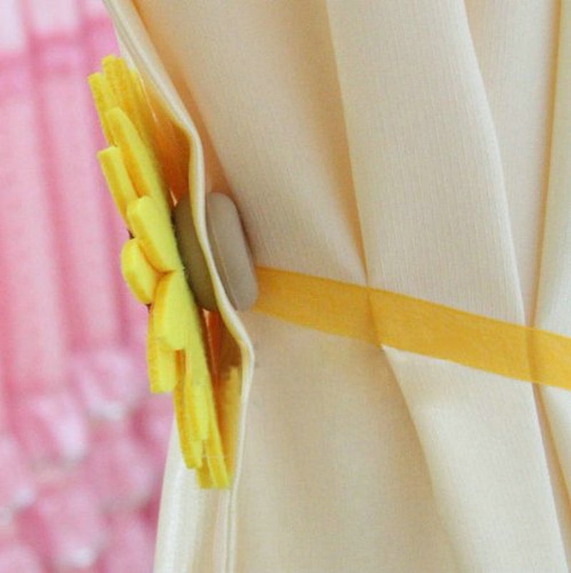 EleCharm 1 Pair Sunflower Curtain Magnetic Tiebacks Non-Woven Fabric Countryside Rural Style Curtain Tie Holdbacks Accessories - Image 3