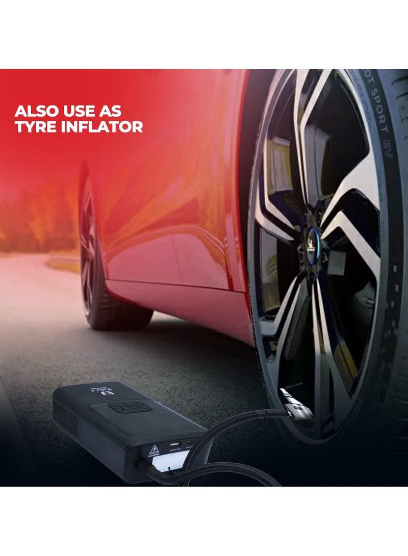 توبيز باور بانك X13 بقوة 10000 مللي أمبير في الساعة و37 وات في الساعة من توبي مع مضخة نفخ هواء للسيارات - مضخة هواء ضاغط الهواء - Image 3