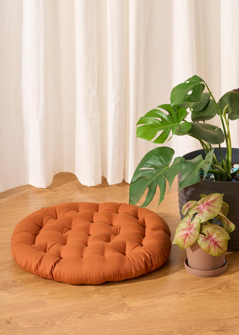 SKANDA FAB Premium Cotton Floor Seating Cushion | Luxurious Comfort & Microfiber Fill 60X60 CM Large Size for Meditation | Floor Cushions | Pooja | Living Room | Pets | Outdoor CinnamonBrown Pack of 1 - Image 1