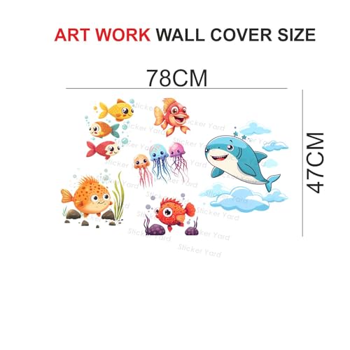 Sticker Yard PVC Vinyl Fishes Aquarium Self-Adhesive Wall Sticker for Home Decor/Decoration - Living Room, Bedroom, Kids Room (Multicolor,Size 78X47CM) - Image 4
