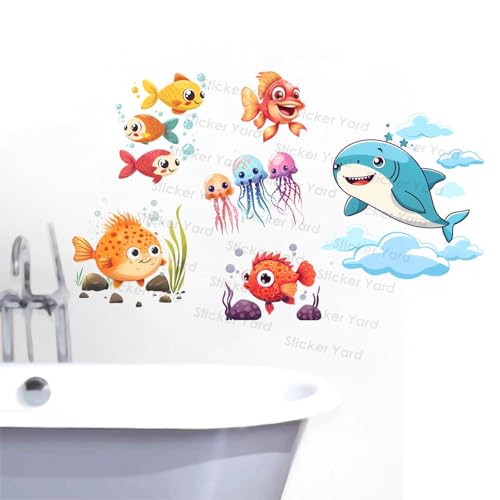 Sticker Yard PVC Vinyl Fishes Aquarium Self-Adhesive Wall Sticker for Home Decor/Decoration - Living Room, Bedroom, Kids Room (Multicolor,Size 78X47CM) - Image 3
