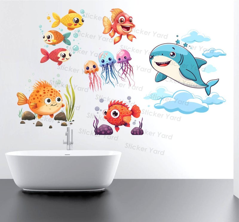 Sticker Yard PVC Vinyl Fishes Aquarium Self-Adhesive Wall Sticker for Home Decor/Decoration - Living Room, Bedroom, Kids Room (Multicolor,Size 78X47CM) - Image 2
