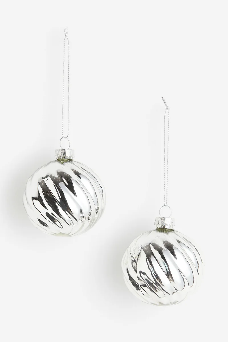 H&M 2-pack glass Christmas tree baubles