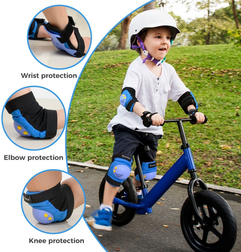 BOSONER Kids Knee Pads Set for 3-15 Year, Knee Elbow Pads and Wrist Guards for Boys/Girls, Child Protective Gear for Biking, Skating, Skateboarding, Roller Skating, Cycling, Scooter - Image 2
