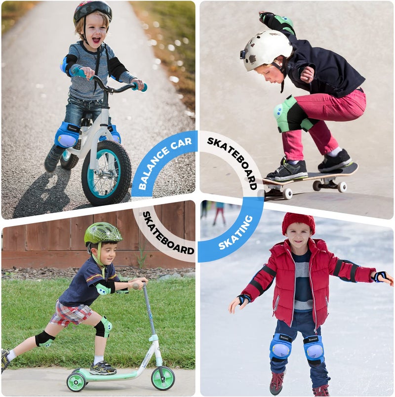 BOSONER Kids Knee Pads Set for 3-15 Year, Knee Elbow Pads and Wrist Guards for Boys/Girls, Child Protective Gear for Biking, Skating, Skateboarding, Roller Skating, Cycling, Scooter - Image 4