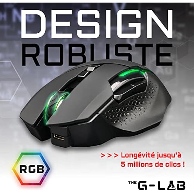THE G-LAB KULT CAESIUM WIRELESS RECHARGEABLE GAMING MOUSE - GAMING MOUSE WIRELESS HIGH PERFORMANCE 7200 DPI, LED RGB 6 BUTTONS ERGONOMIC GAMING MOUSE COMPATIBLE WITH PC PS4 PS5 XBOX ONE - 2023 - Image 3