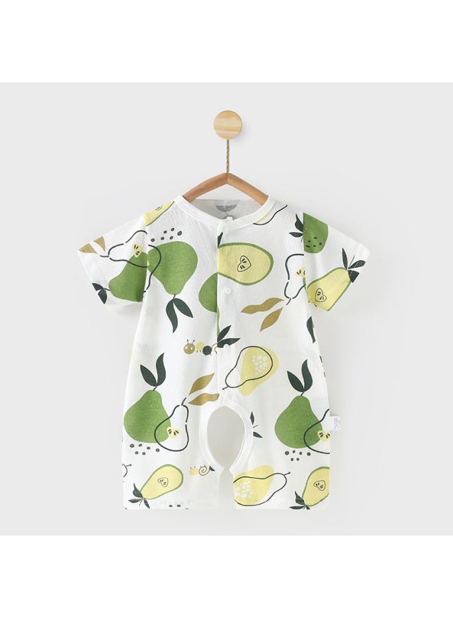 Baby's Short-sleeved Open Crotch Clothes Pure Cotton Summer Men's And Women's Thin Jumpsuit Infant's Mesh Breathable Climbing Suit
