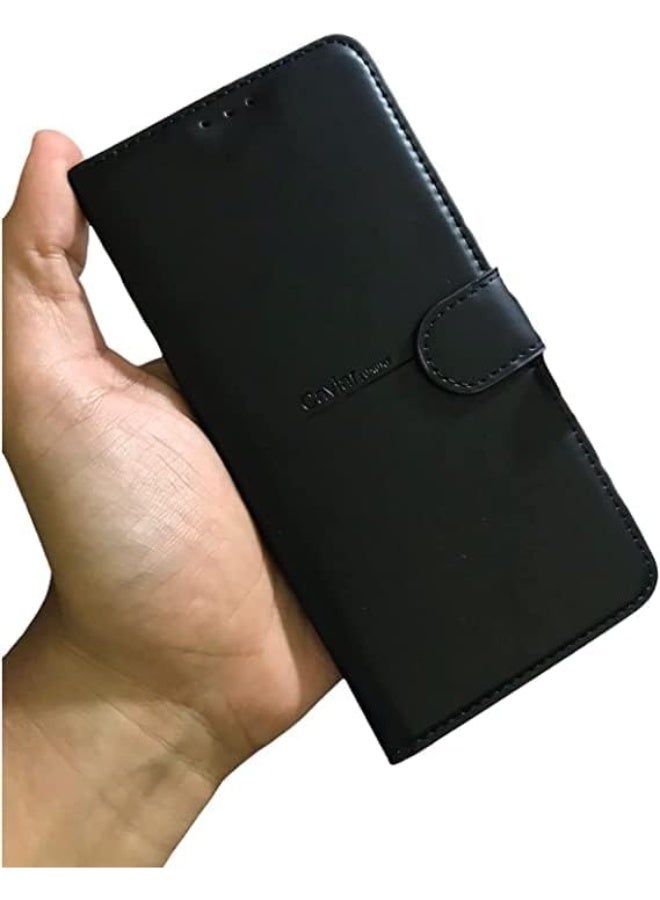 جراب جلدي قابل للطي بالكامل مع مسند، مع حزام إغلاق مغناطيسي، وغطاء داخلي من السيليكون TPU، وحماية فائقة، متوافق مع هاتف Infinix Hot 11 (6.6 بوصة) (أسود) - Image 3